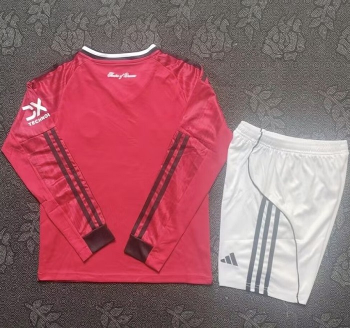 25/26 Manchester United home long sleeves kids kit