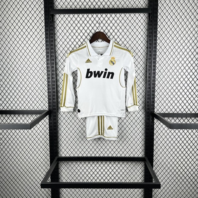 Retro 11/12 Real Madrid home kids kit long sleeves