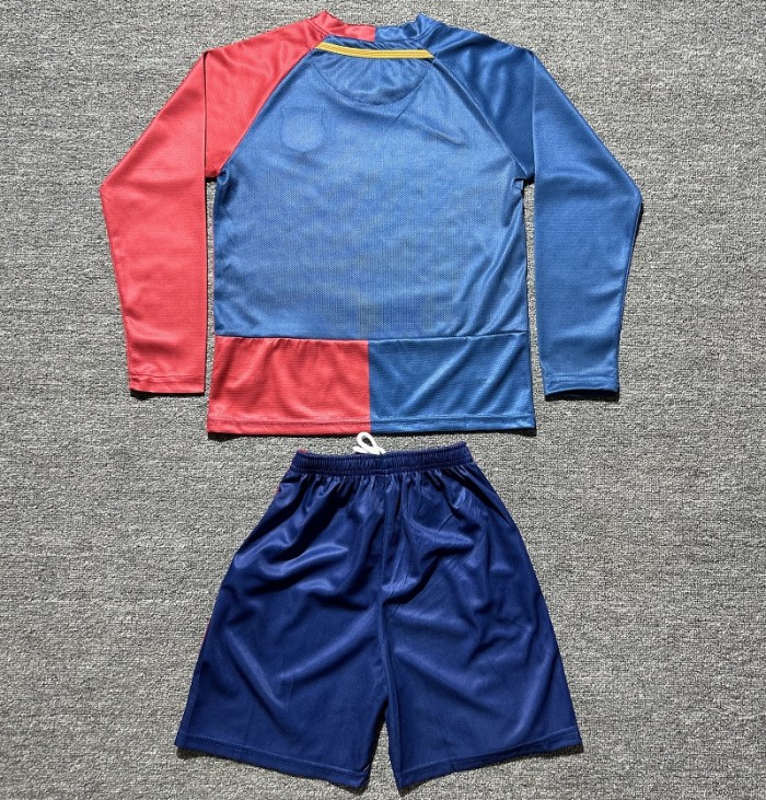 Retro 08/09 Barcelona home kids kit long sleeves