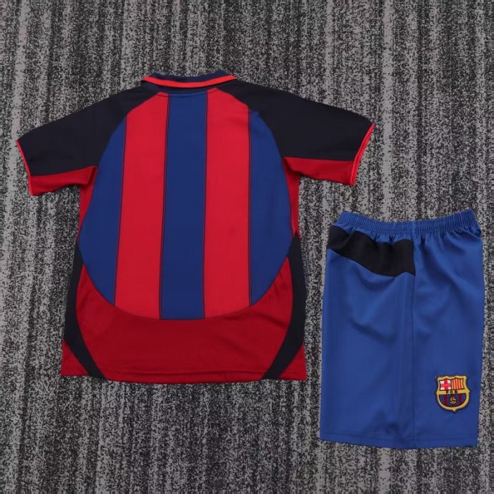 Retro 03/04 Barcelona home kids kit