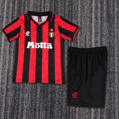 Retro 93/94 AC Milan home kids kit