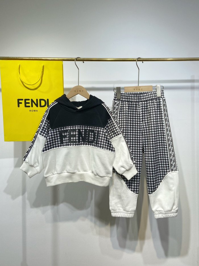 FENDI Kids black white hoodie with pants