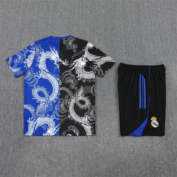 25/26 Real Madrid kids Short sleeve training suit black blue