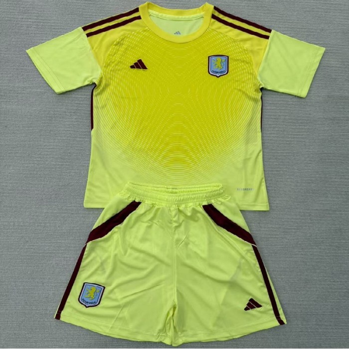 25/26 Aston Villa yellow goalkeeper kids kit
