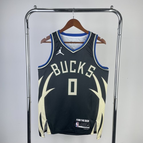 23 NBA Bucks Flying Man Limited #0 Lillard Basketball Jersey