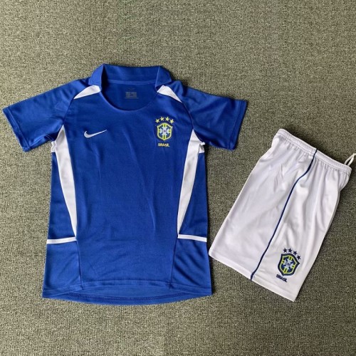 Retro 2002 Brazil Away kids kit with sock