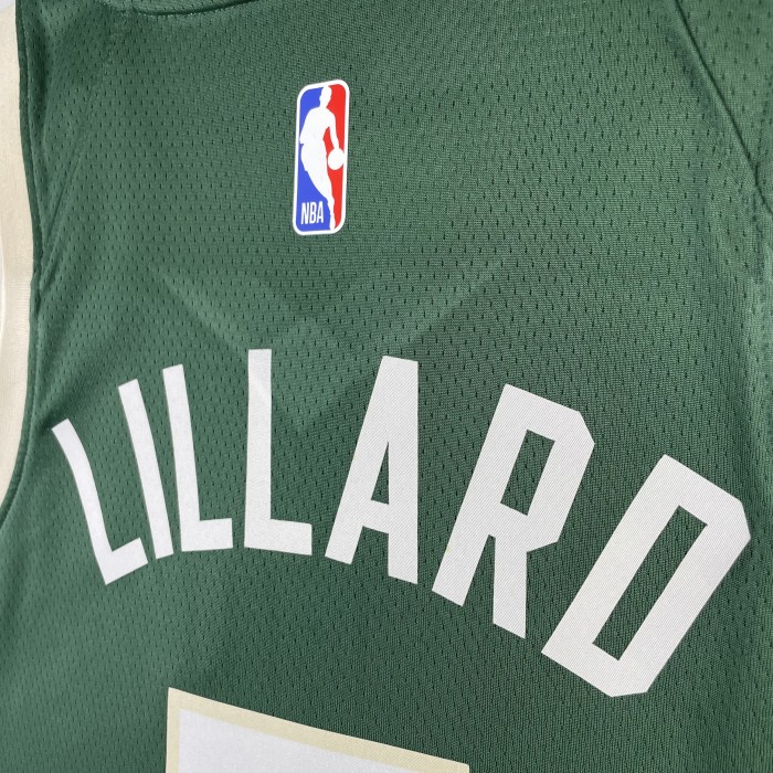 23 Bucks away green #0 Lillard Basketball Jersey