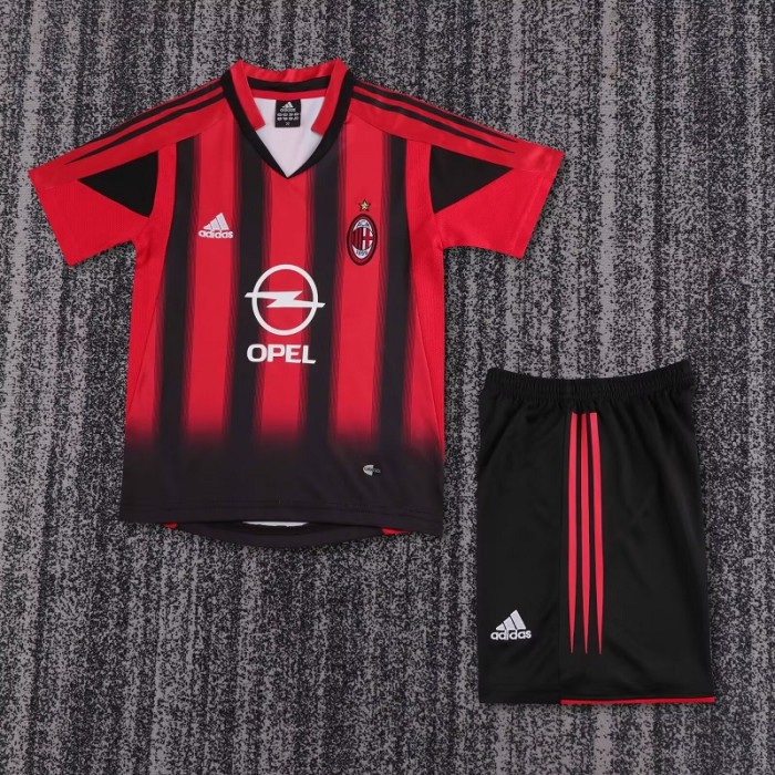 Retro 04/05 AC Milan home kids kit