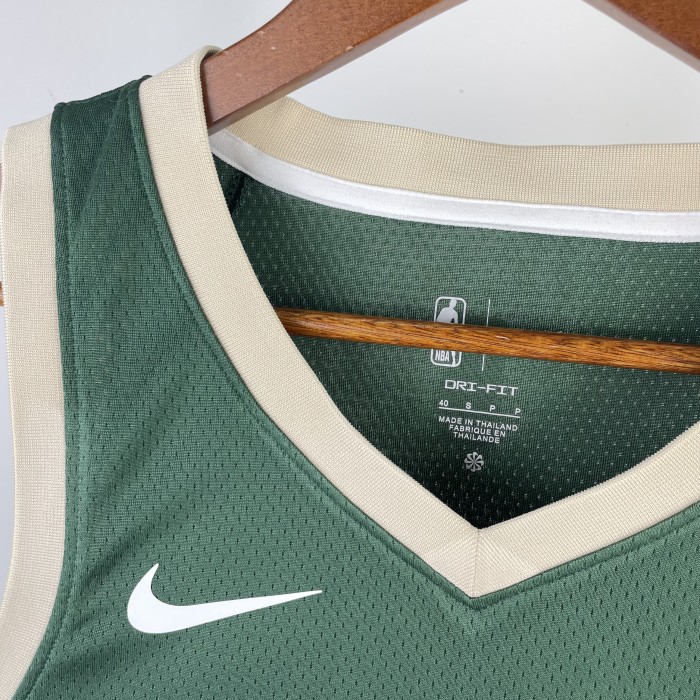 23 Bucks away green #0 Lillard Basketball Jersey