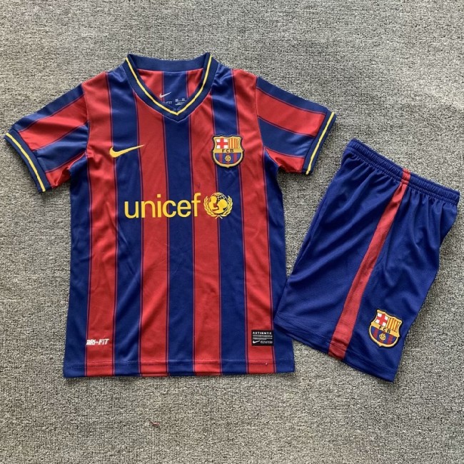 Retro 09/10 Barcelona home kids kit