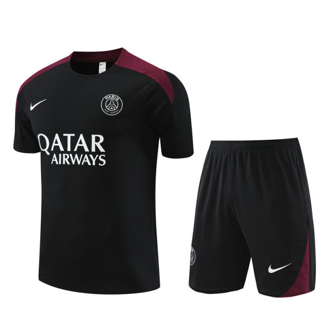 24/25 PSG Paris short -sleeved black training suit
