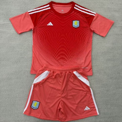 25/26 Aston Villa red goalkeeper kids kit