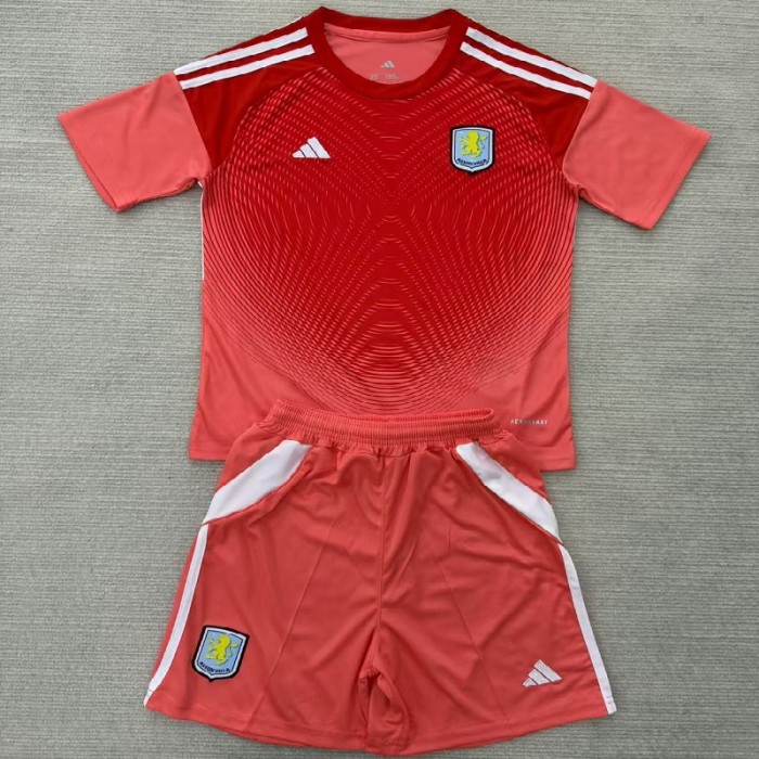 25/26 Aston Villa red goalkeeper kids kit