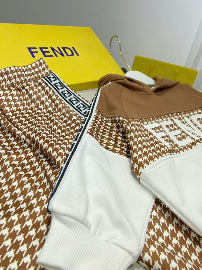 FENDI Kids brown hoodie with pants