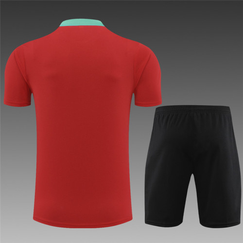 24/25 Portugal kids short -sleeved red training suit