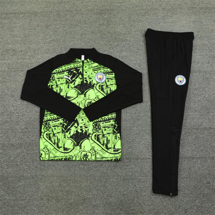 24/25 Manchester city training Adult suit lFluorescent green