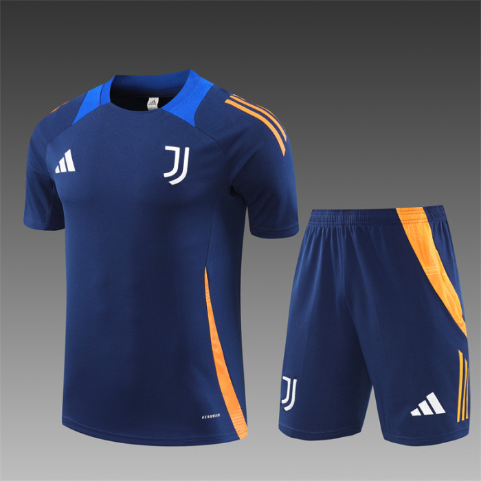 24/25 Juventus Short sleeve Royal Blue training Adult suit