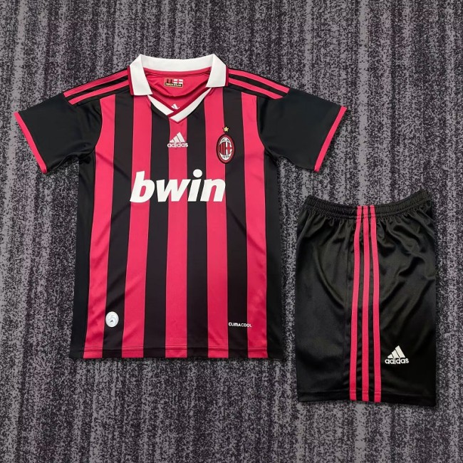 Retro 09/10 AC Milan home kids kit