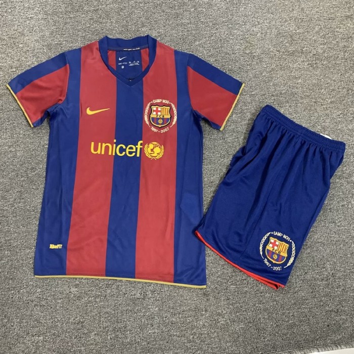 Retro 07/08 Barcelona home kids kit