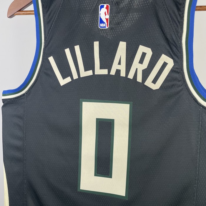 23 NBA Bucks Flying Man Limited #0 Lillard Basketball Jersey