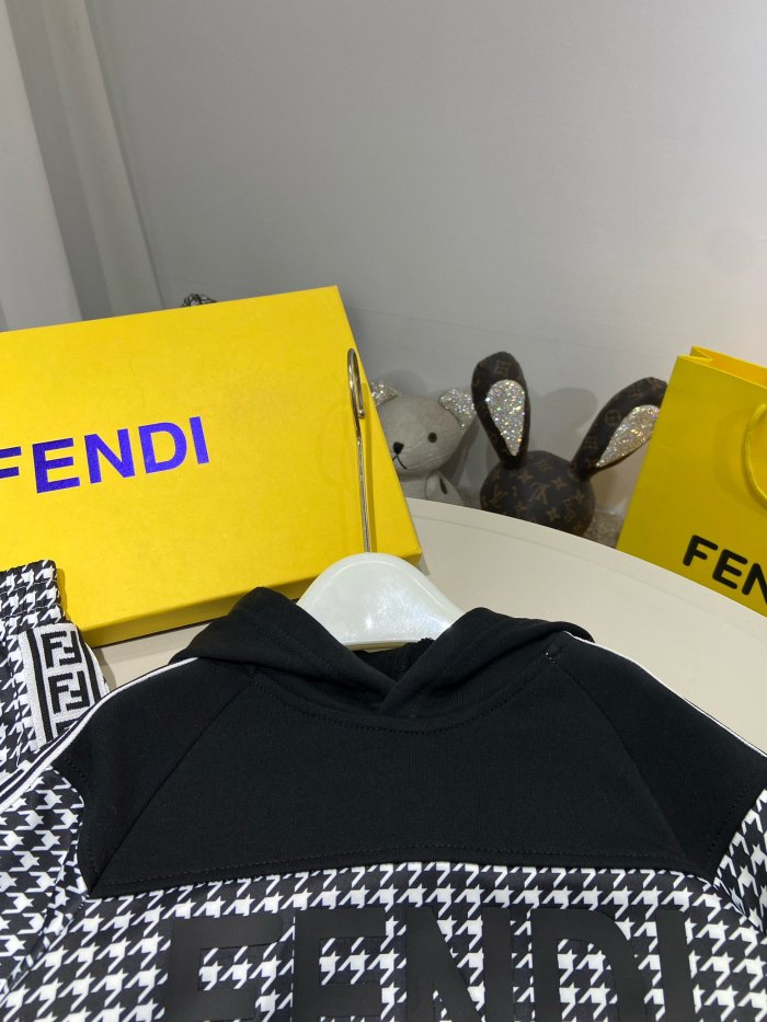FENDI Kids black white hoodie with pants