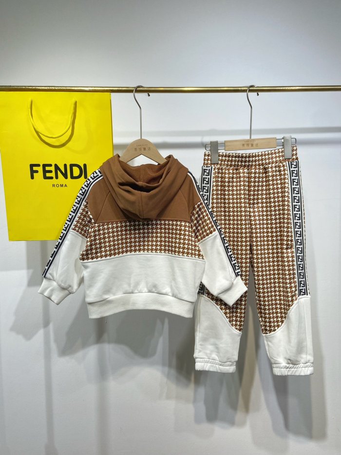 FENDI Kids brown hoodie with pants