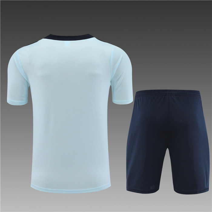 24/25 France short -sleeved training  Adult suit Light Blue