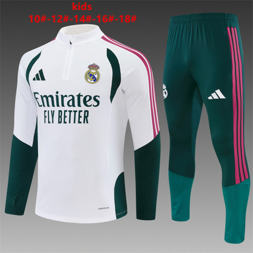 26/27  Real Madrid Children's Training Uniform White with Green