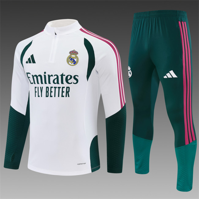26/27 Real Madrid Adult White and Green Training Uniform