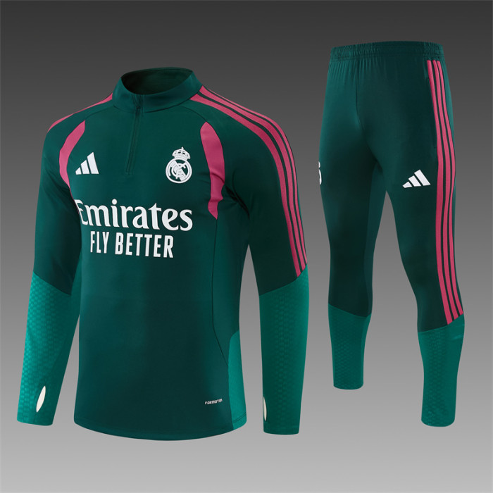 26/27 Real Madrid adult training uniform in dark green and rose red