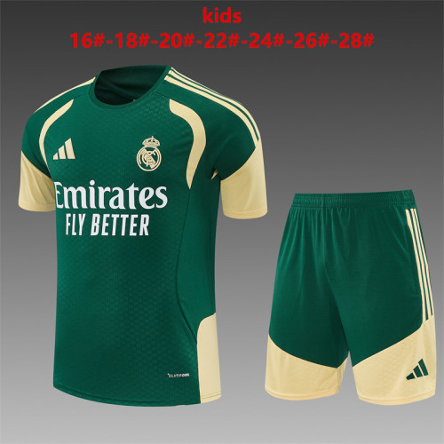 26/27 Real Madrid children's short sleeved training suit green