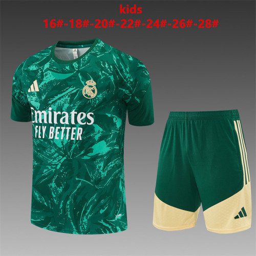 26/27 Real Madrid children's short sleeved training suit green