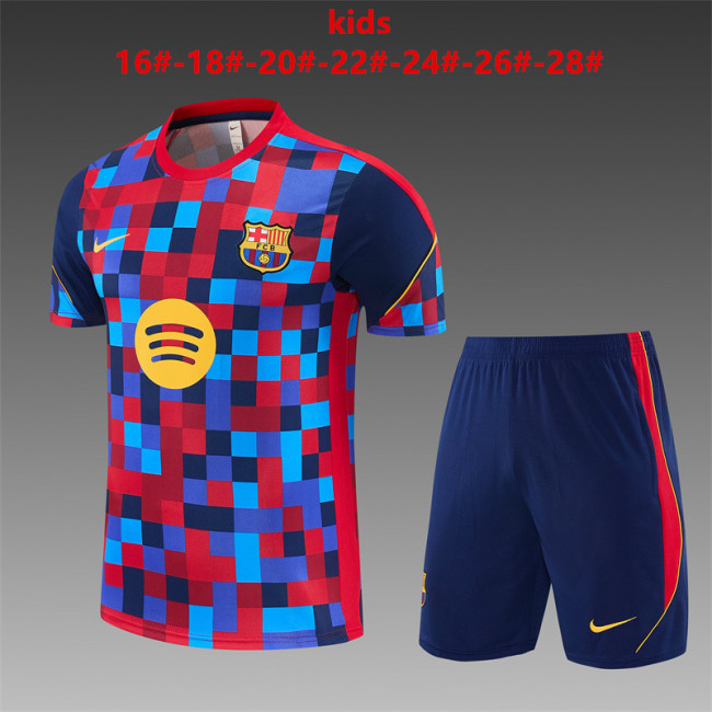 26/27 Barcelona children's short sleeved training suit in red and blue