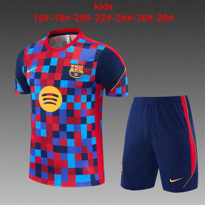 26/27 Barcelona children's short sleeved training suit in red and blue