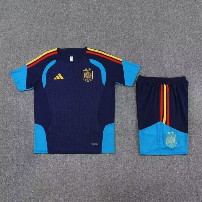 26/27 Spain kids short -sleeved training suit royal blue