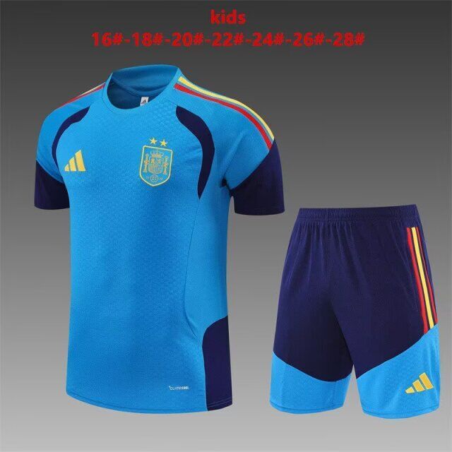 26/27 Spain kids short -sleeved training suit blue