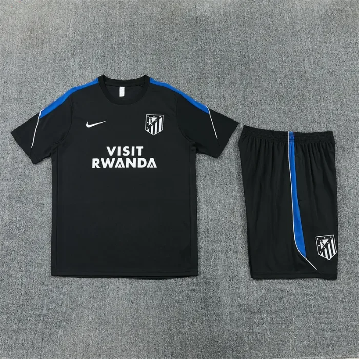 26/27 Atletico Madrid kids short -sleeved training suit black