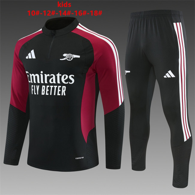 26/27 Arsenal Children's Training Uniform Black paired with burgundy