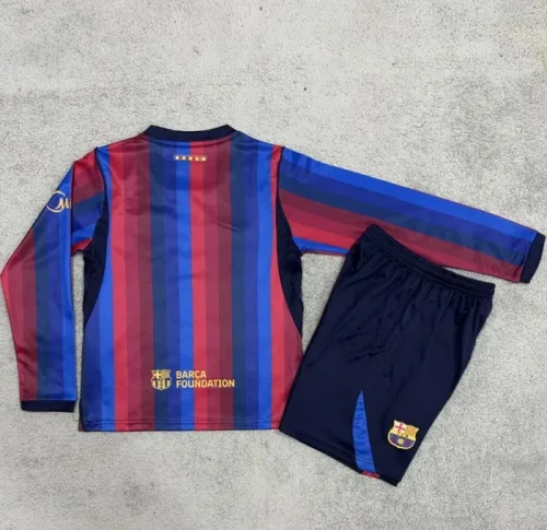 26/27 Barcelona home kids kit long sleeves