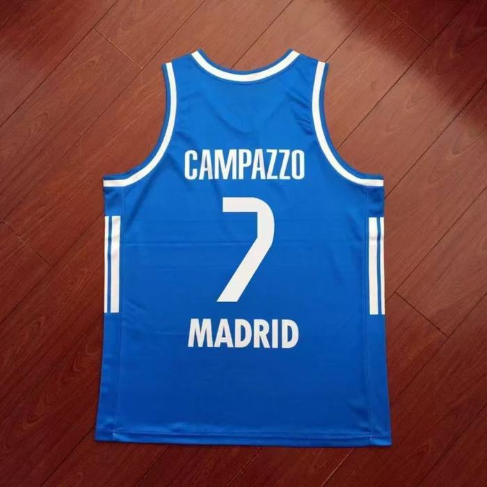 25/26 Real Madrid Basketball Jersey #7 Campazzo #23 LLULL EuroLeague