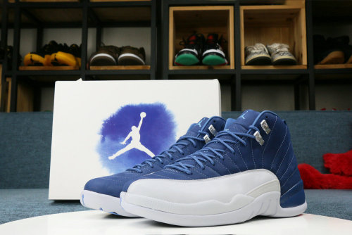 Annareps Great quality Air Jordan 12 Retro Stone Blue /Obsidian Free shipping