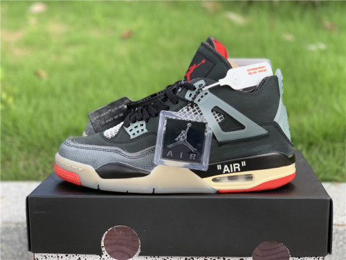 Annareps Great quality OFF-WHITE x Air Jordan 4 “Bred” CV9388-001 Free shipping