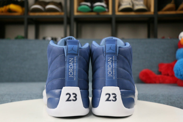 Annareps Great quality Air Jordan 12 Retro Stone Blue /Obsidian Free shipping