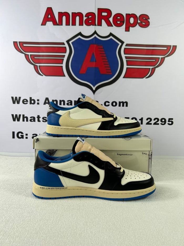 Annareps Great quality Travis Scott x Fragment x Air Jordan 1 Low“Military Blue”  free shipping