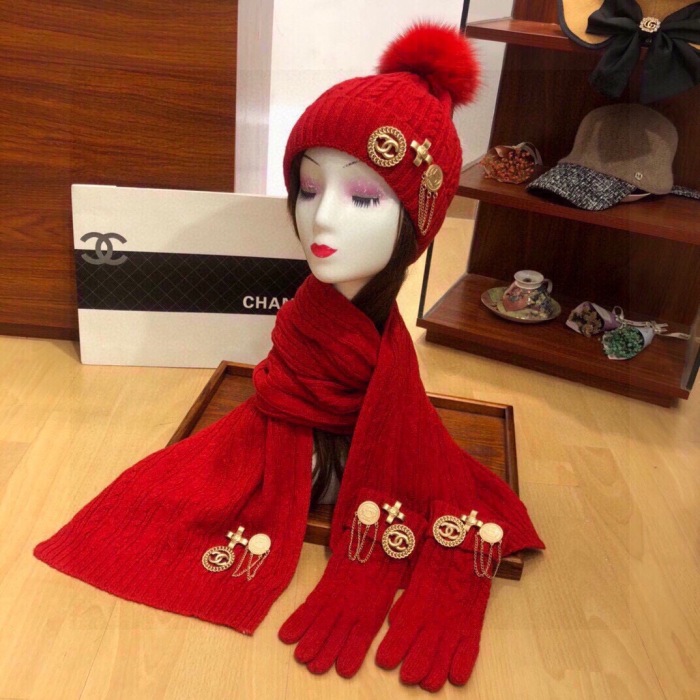 Free shipping annarepsWomen Hat+Gloves+The scarf