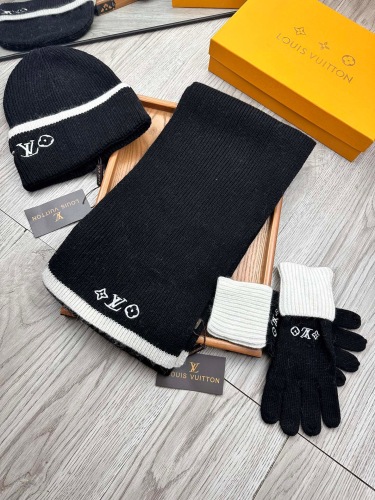 Free shipping annarepsWomen Men Hat+Gloves+The scarf L*V