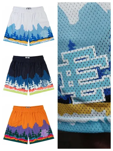 Pine Grove Landscape Printed Mesh Athletic Shorts 3 colors