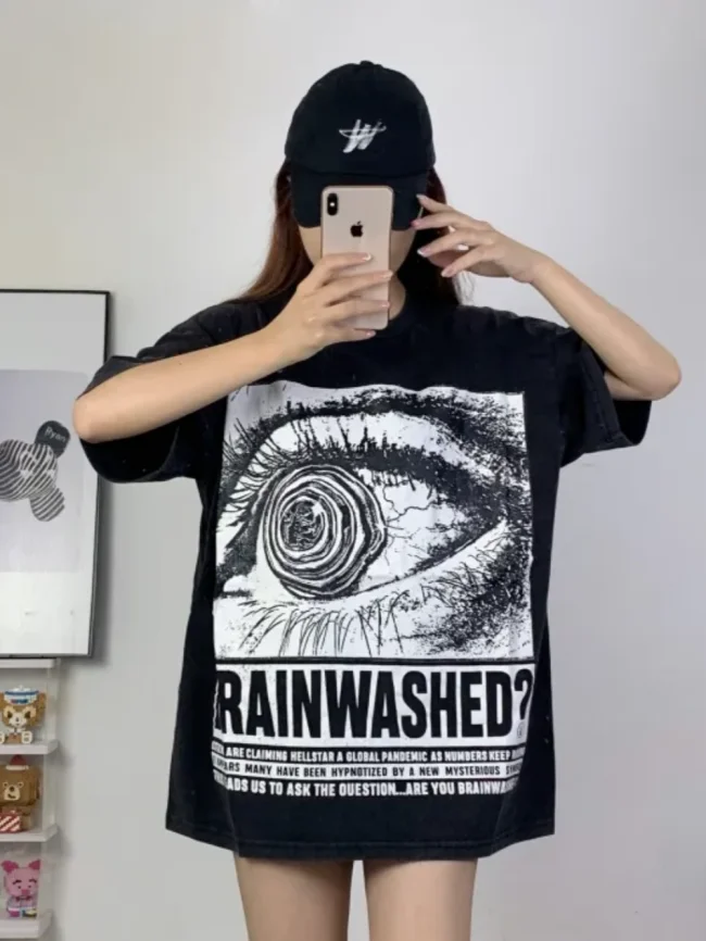 Hellstar Studio Swirl Big Eye Gaze Print Short Sleeve Tee