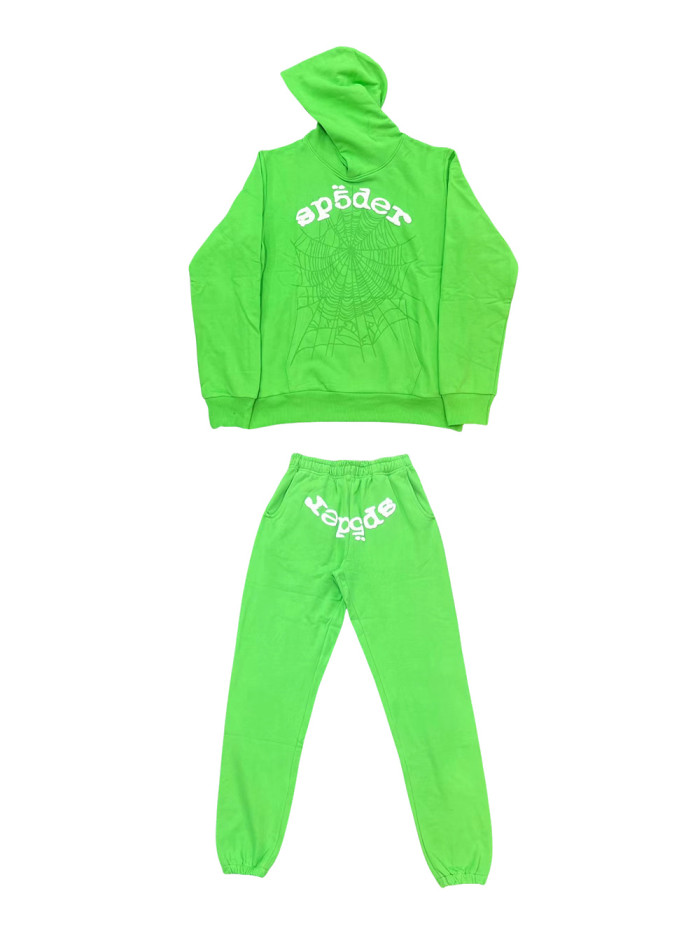 Young Thug-Sp5der New Colors Foam Letters Light Spider Web Hoodie & Pants Set