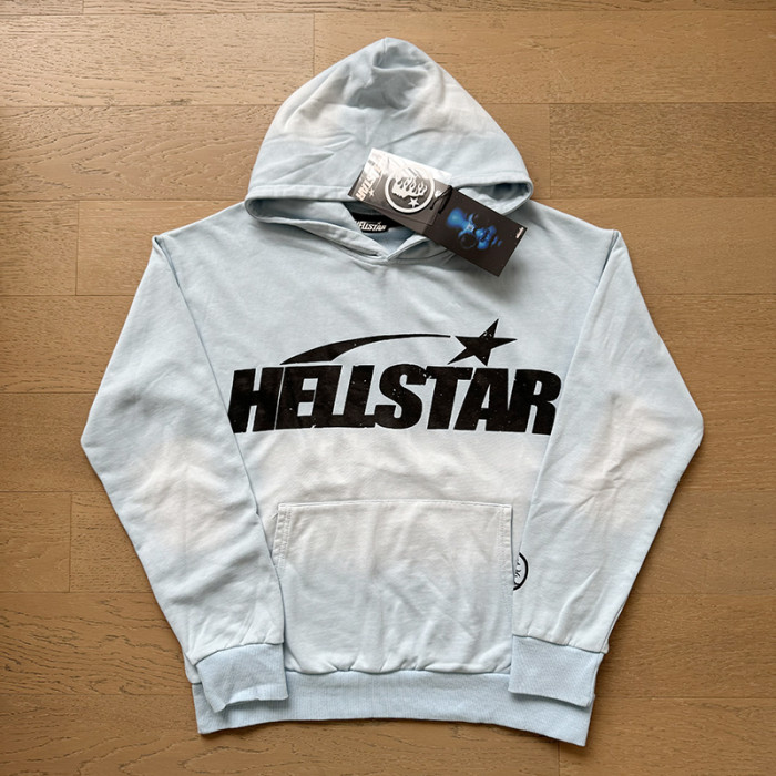 Hellstar Studio Washed Blue Logo Print hoodie